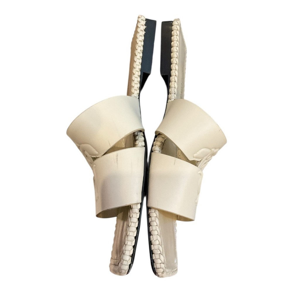 Roberto Cavalli Women’s Light Beige logo-embossed leather slides Flats Size 39 - Picture 7 of 15
